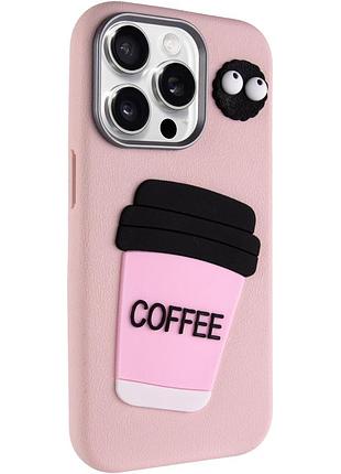 Чохол tpu leather toys для apple iphone 13 pro (6.1") coffee / pink