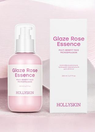 Мультифункціональна трояндова мікроемульсія для обличчя hollyskin glaze rose essence