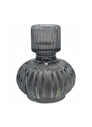 Подсвечник стеклянный для длинной свечи 9×7,5×7,5 см серый home accents