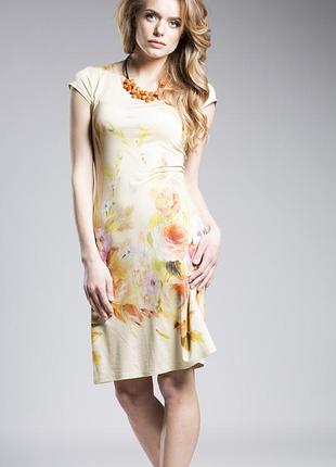Платье sweet woman xs (40) короткий рукав, до колен 557#1 принтованное