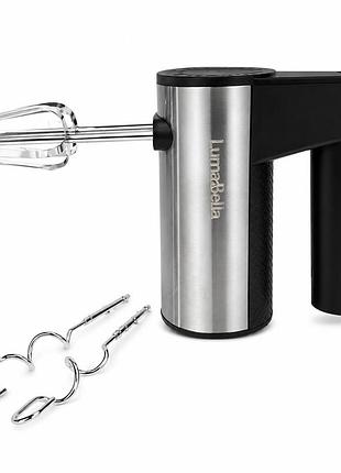 Миксер ручной luma bella b-2004 5 скоростей + turbo венчики и крюки для теста 300 вт серебристый