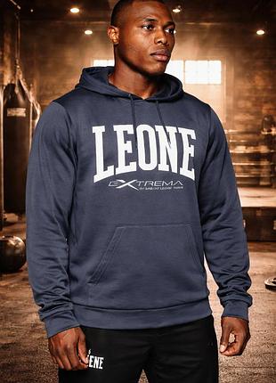 Толстовка чоловіча з капюшоном leone худі з кишенею сіра для повсякденного носіння демісезонна s