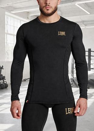 Рашгард з довгим рукавом leone dna black розмір 2xl компресійна кофта для мма боксу та тренувань