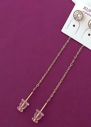Сережки пусети медзолото xuping jewelry 18k. 7 см.