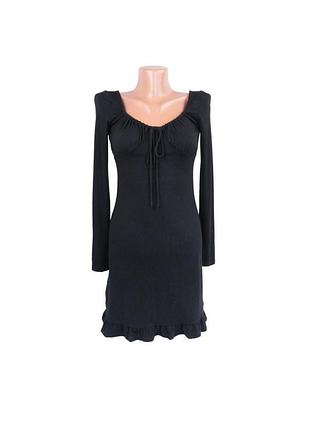 Б/у легкое платье с длинным рукавом xs черное lidl
