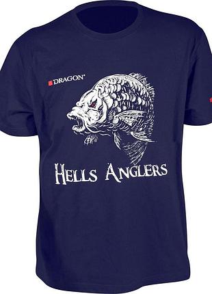 Футболка dragon hells anglers рыба карп navy