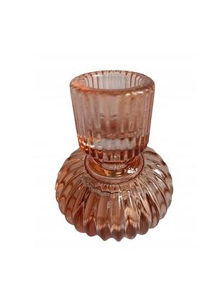 Подсвечник стеклянный для длинной свечи 9×7,5×7,5см коричневый home accents