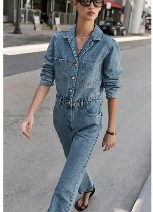 Длинный джинсовый комбинезон zara 1975