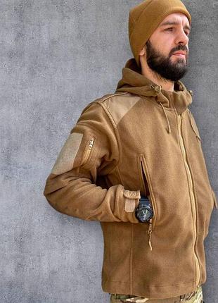 Куртка флисовая тактическая hood с накладками койот, s