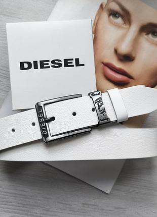 Чоловічий шкіряний ремінь diesel білий