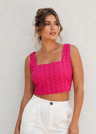 Кроп-топ із прошви boohoo plus size (колір барбі)