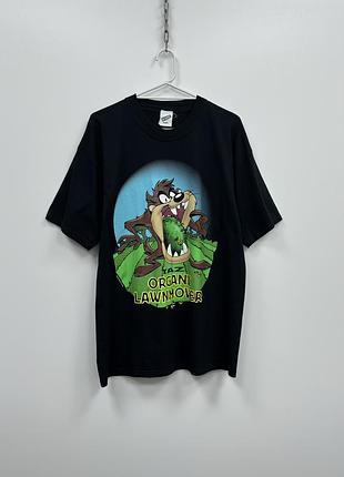 Вінтажна футболка warner bros studios 00's taz organic lawnmover printed 2000 vintage t-shirt black