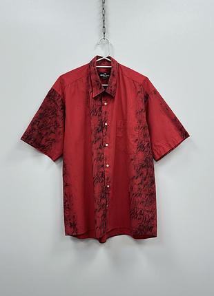 Вінтажна сорочка diesel basic jeans dragon printed button ups vintage shirt red/black