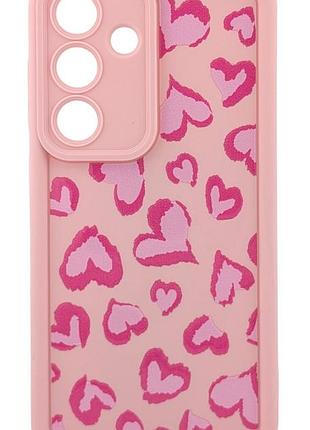 Чехол shock case print для телефона samsung galaxy s24 / s921 бампер силиконовый розовый с рисунком сердца