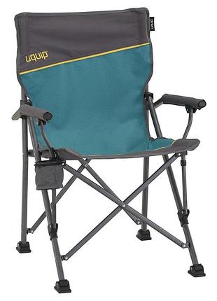 Кресло раскладное uquip roxy 120 кг сталь с подстаканником для кемпинга цвет синий серый
