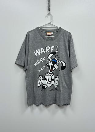 Вінтажна футболка park asterix 1995 dog warf! logo 90's vintage t-shirt grey