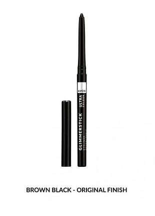 Олівець для очей avon ultra color glimmerstick eyeliner retractable blrown black коричнево-чорный 0.28 г