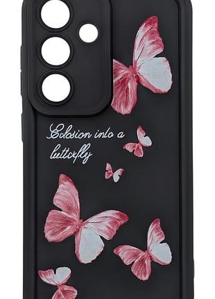 Чохол shock case print для телефона samsung galaxy s24 / s921 бампер силіконовий чорний із малюнком метелики