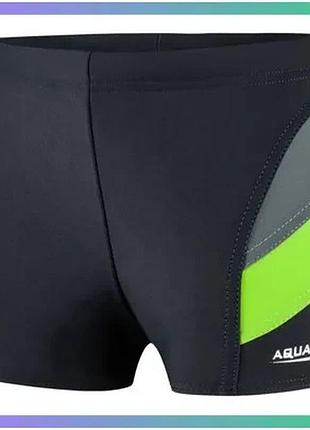 Плавки-боксери aqua speed andy для хлопців сірі зелені 122 см для плавання купальник для дітей sku_349-38