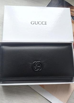 Жіночий шкіряний гаманець gucci black lux