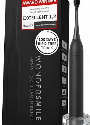 Электрическая звуковая зубная щетка wondersmile w-pro sonic toothbrush black t11, ipx8, usb, черная, новая