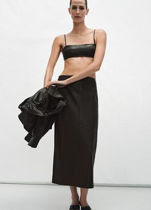 Укорочений топ zara зі 100%-ї шкіри