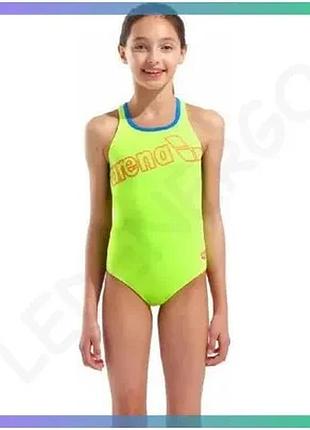 Купальник arena logo swimsuit swim pro для девочек 128 см спортивный зеленый для плавания sku_010287-880