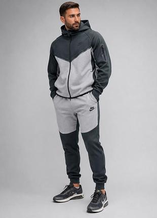 Чоловічий спортивний костюм nike tech fleece double face 100% бавовна демісезонний графіт/сірий трикотаж весна-осінь індонезія