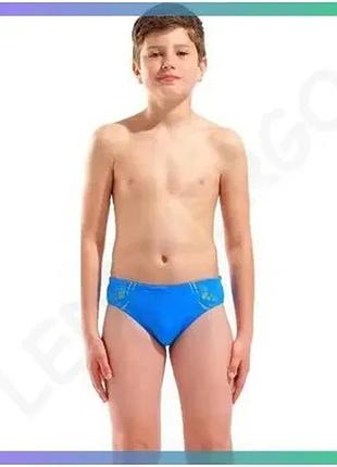 Плавки arena poseidonia swim briefs блакитні жовті для хлопчиків 140 см комфортні для плавання sku_009009-806