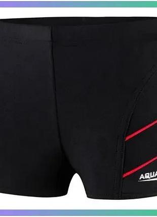 Плавки-боксери aqua speed andy чорні червоні для хлопців 116 см з еластаном для плавання та відпочинку sku_349-16