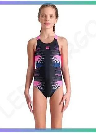 Купальник arena rhythm swimsuit v back l черный розовый для девочек 116 см для плавания sku_008993-550