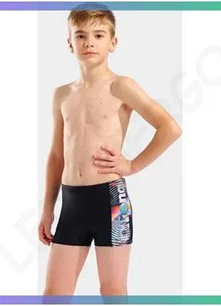Плавки для хлопчиків arena lit logo swim short чорні 128 см купальники для плавання дитячі sku_010692-550