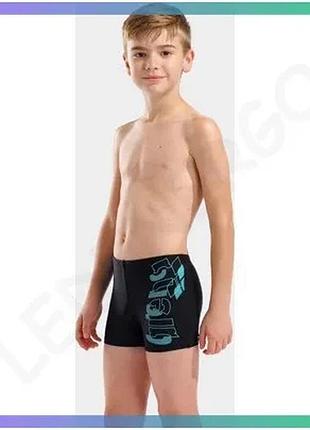 Плавки-шорты arena tales swim short черные бирюзовые для плавания детей 116 см sku_009087-508