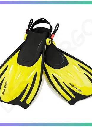 Ласти aqua speed wombat чорні жовті для дітей 27-31 регульовані для плавання комфортні sku_528-18