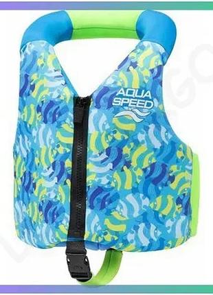 Жилет для плавання aqua speed aqua pals бірюзовий салатовий для дітей 15-19 кг поролоновий жилет для п sku_628-02