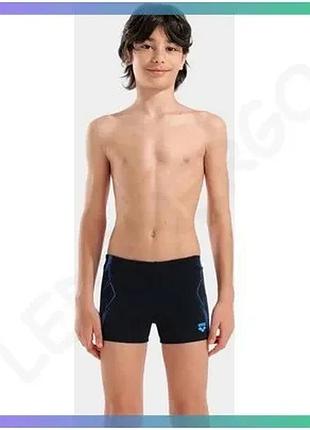 Плавки-шорты arena graphic swim short черные бирюзовые для детей 140 см быстро сохнущие для плавания sku_011189-508