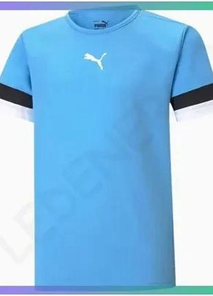 Футболка puma teamrise jersey jr голубая для детей 140 см спортивная футболка для футбола sku_704938-18