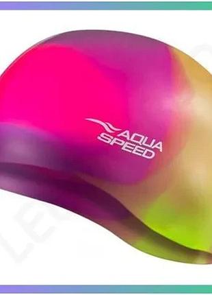 Шапка для плавання aqua speed bunt 8840 мультиколор 100% силікон унісекс для басейну та тренувань sku_113-32