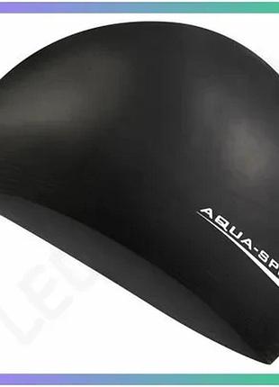 Шапка для плавання aqua speed soft latex чорна унісекс латексна шапочка для плавців м'яка зручна sku_122-07