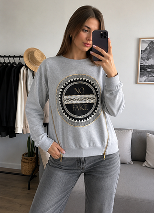 Стильний світшот divided by h&m із декоративними блискавками | розмір s