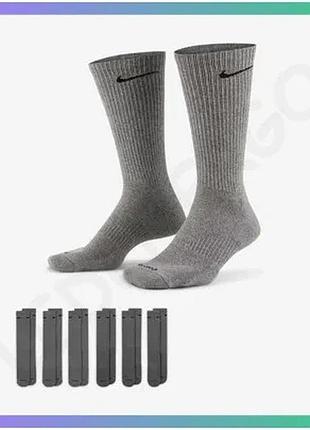Шкарпетки nike everyday plus серые 38-42 для мужчин спортивные носки с амортизацией sku_sx6897-065
