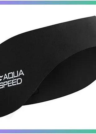 Пов'язка для плавання aqua speed neopren earband jr чорна 50 см для дітей захист від води у вухах sku_178-07