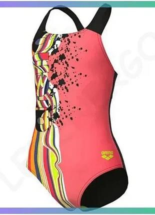 Купальник для девочек arena palette swimsuit swim pro back коралловый черный для плавания sku_007918-350