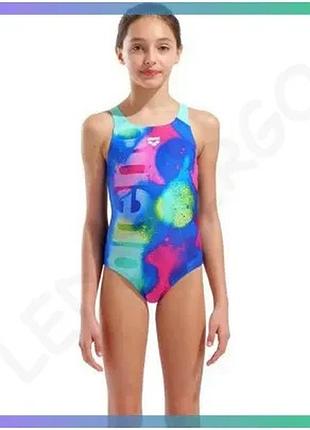 Купальник arena spray paint swimsuit swim pro для девочек синего розового желтого цвета 164 для плаван sku_00000040032
