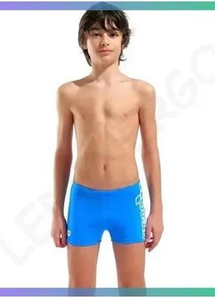 Плавки-шорти для хлопчиків arena logo swim short блакитні 140 см для плавання комфортні і стильні sku_010349-508