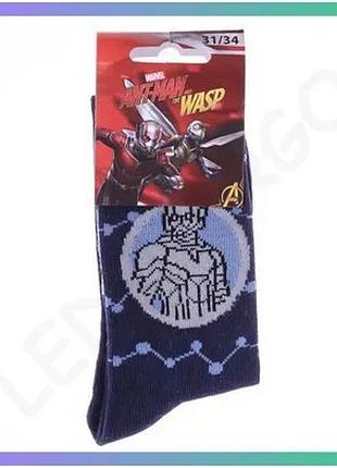 Шкарпетки marvel сині для дітей 31-34 з принтом антмена повсякденні дихаючі шкарпетки для хлопчиків sku_83895248-8