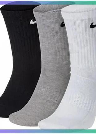 Шкарпетки nike u nk everyday ltwt crew 3pr белый серый черный для мужчин 34-38 спортивные носки sku_sx7676-964