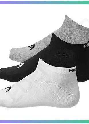 Шкарпетки head all sports training sneaker 3p чоловічі сірі білі чорні 43-46 для спорту та активного в sku_701229018-004
