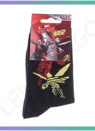 Шкарпетки marvel чорні для дітей 31-34 з принтом антмена дихаючі комфортні шкарпетки для хлопчиків та sku_83895348-2