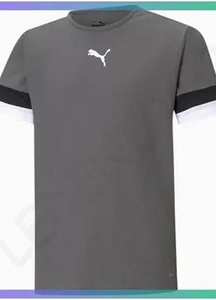 Футболка puma teamrise jersey jr серый 128 см для детей спортивная футболка для футбола sku_704938-13